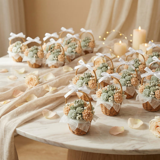 Cestini di piante grasse in cera di soia