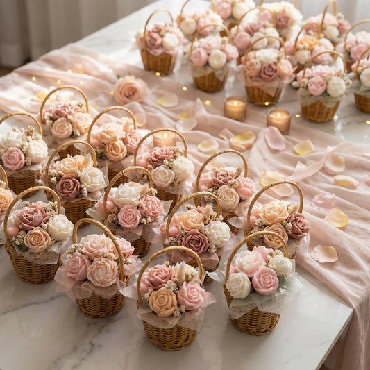 Cestini di fiori di cera